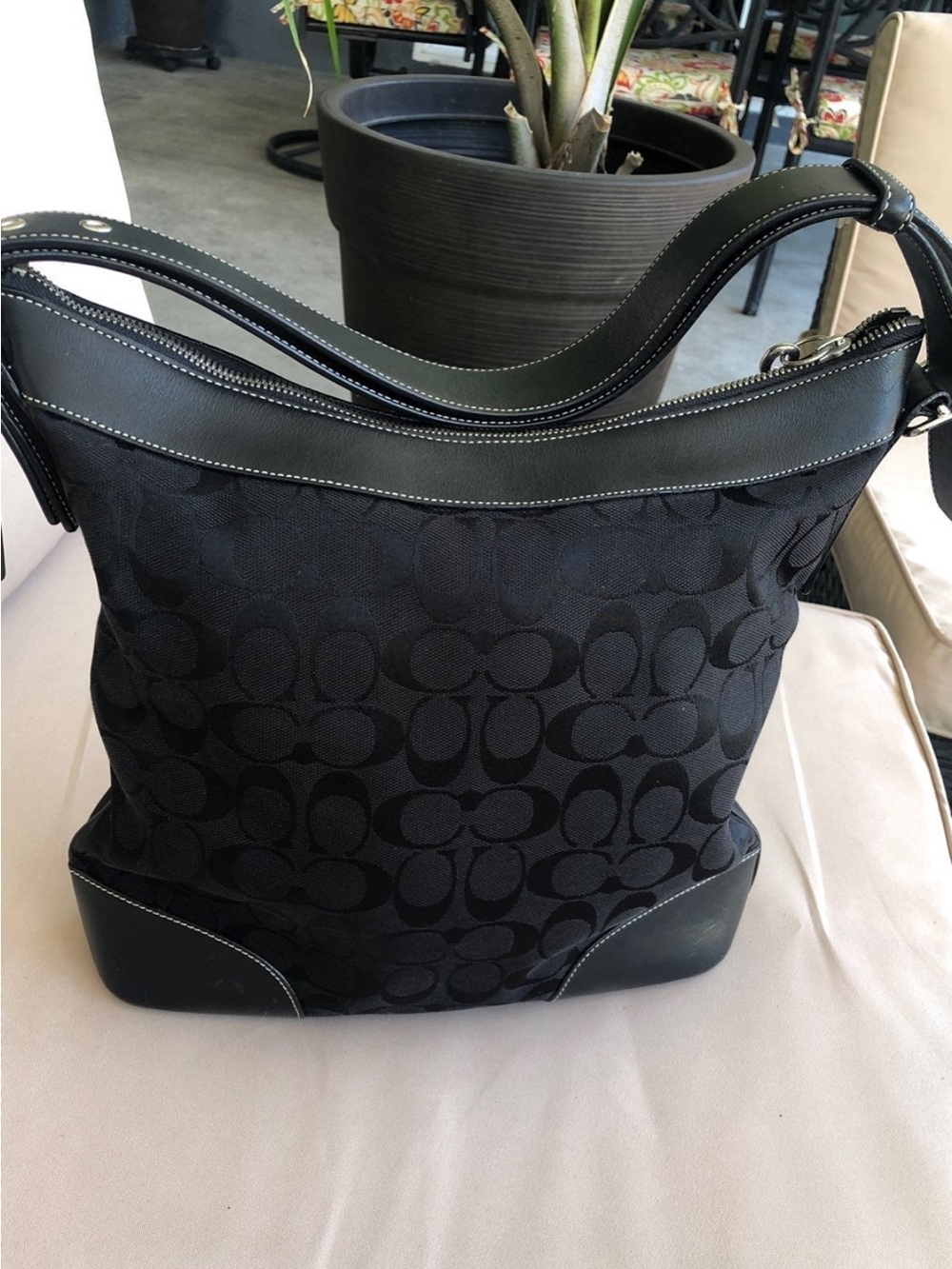 Coach Black Signature Canvas Shoulder Bag
